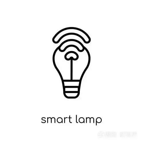 时尚现代平面线性矢量智能灯图标白色背景从细线智能家居收集可奔辑