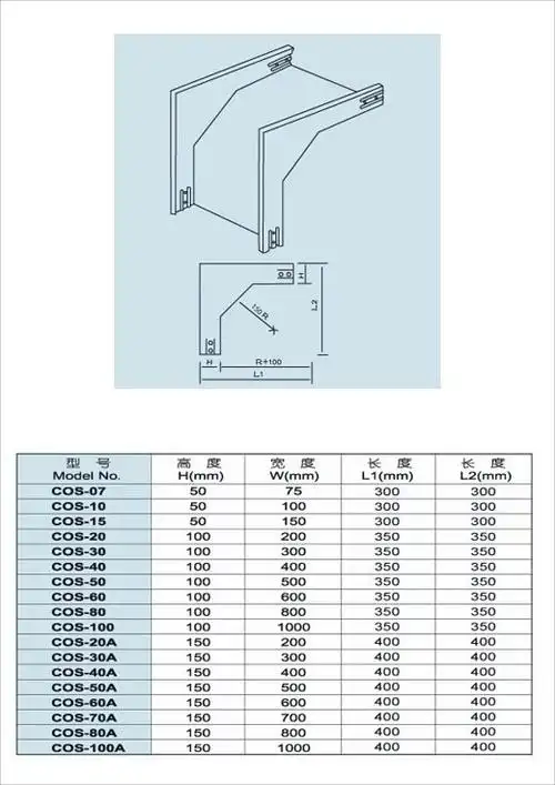 垂直下降90弯头槽式电缆桥架