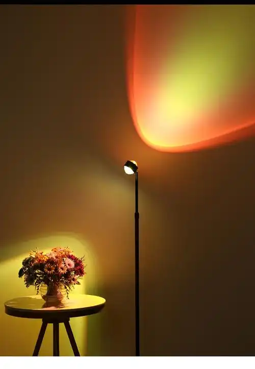 跨境网红夕阳落地灯彩虹投影日落灯直播夕阳氛围灯拍照双头落日灯