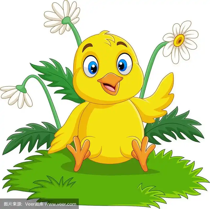 草,小鸡,卡通,农业,可爱的