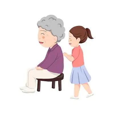 给老人捶背 卡通人物 关爱老人 png素材孝敬老人元素