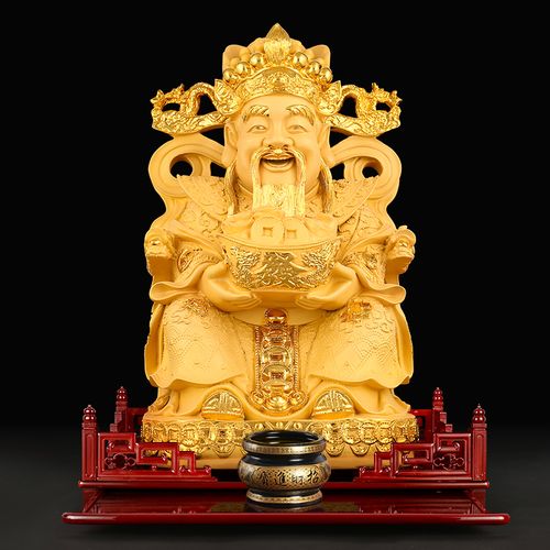 文财神爷佛像招财进宝摆件大号金色居家用供奉供位神像树脂工艺品