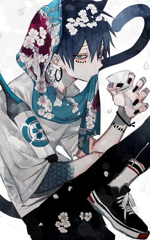 日系二次元动漫帅哥插画高清手机壁纸