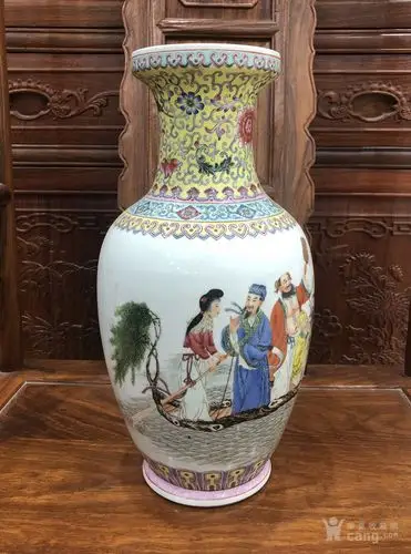 景德镇艺术瓷厂60 70年代八仙过海重工粉彩瓶