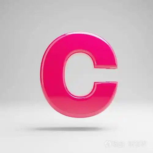 白色背景上孤立的粉红色大写字母c