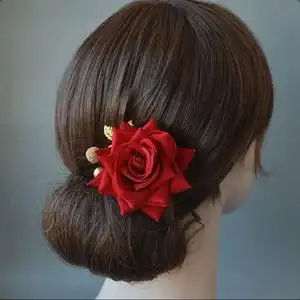 婆婆花头花婚礼妈妈盘发发饰结婚头上戴的花红色喜庆头饰新发夹韩