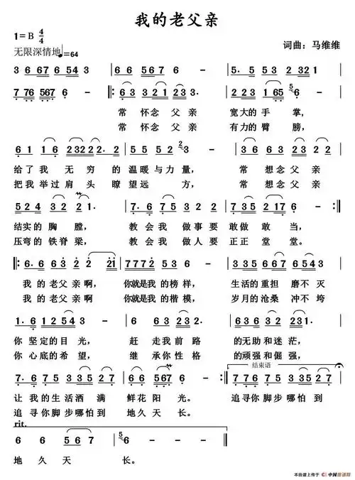 我的老父亲 (马维维 词曲) 提示:按f11切换浏览器全屏模式.