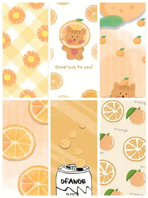 原创橙色系壁纸橘子汽水