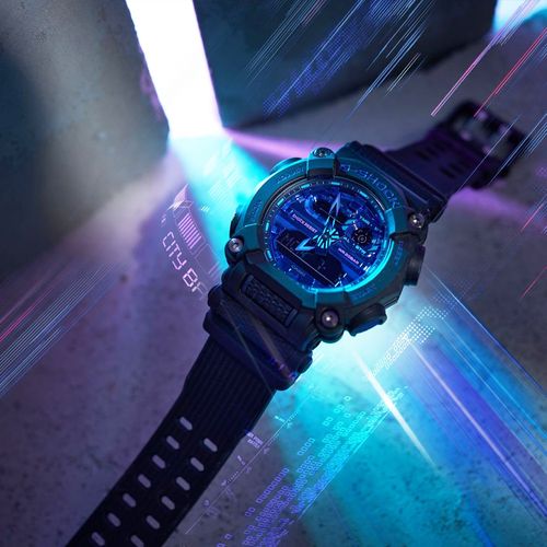 卡西欧赛博制霸朋克工业风夜光黑蓝运动防水手表男ga-900vb-1a