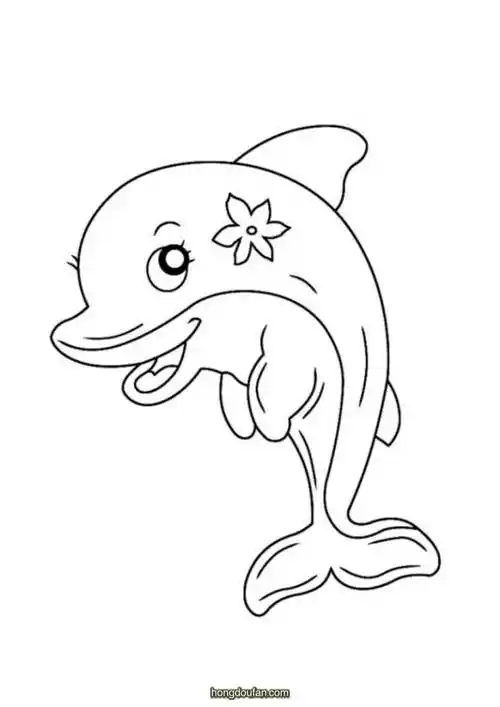 10张自由的海豚卡通儿童简笔画海豚跳出了水面