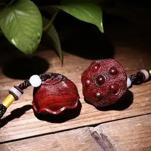 小叶紫檀莲蓬吊坠红木雕时来运转挂件手把件男士文玩把玩茶宠挂坠