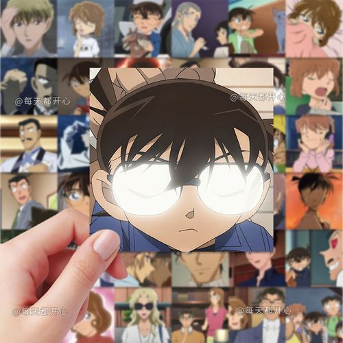 60张名侦探柯南表情包怪盗基德贴纸防水装饰贴画小图案个性贴纸