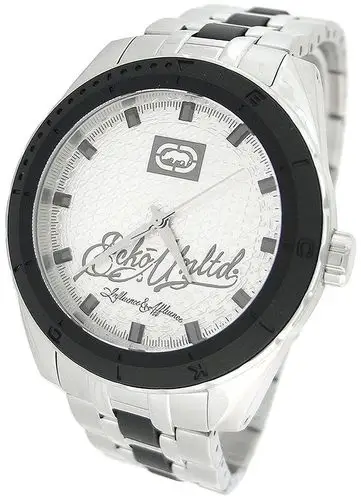 marc ecko 男式 e12514g1 the 日常黑色珐琅钢表链手表