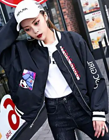 韩国2017夏装新款bf原宿风外套女贴布字母印花学生短款棒球服女潮