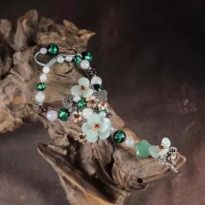 古风手链戒指一体手背仙女复古中国国风琉璃手链