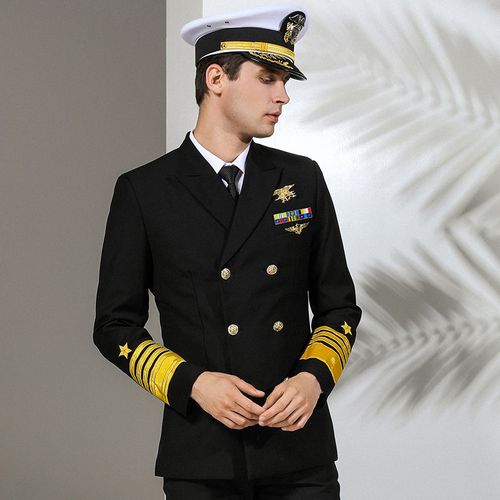 海军制服套装男修身船长制服演出服海员礼服表演保安制服西装套装