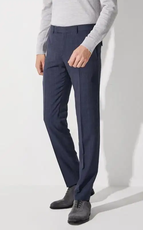 selected思莱德男士格纹修身商务职场长裤西裤sig42016a503 蓝色 175