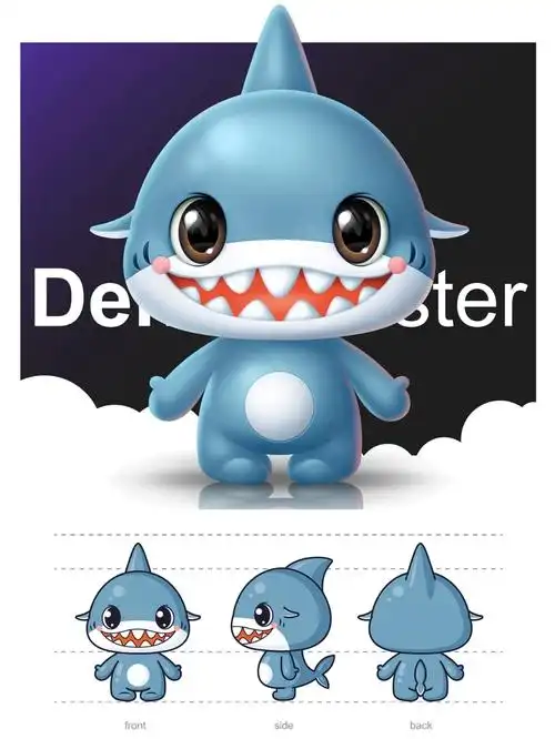 百齿泰吉祥物设计卡通鲨鱼形象设计