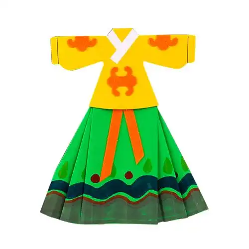 中国国风民族服饰裙子作品幼儿园儿童手工diy制作手工创意粘贴类