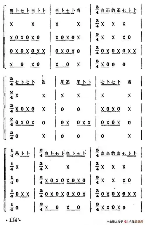 八哥洗澡(打击乐合奏)_器乐乐谱_中国曲谱网