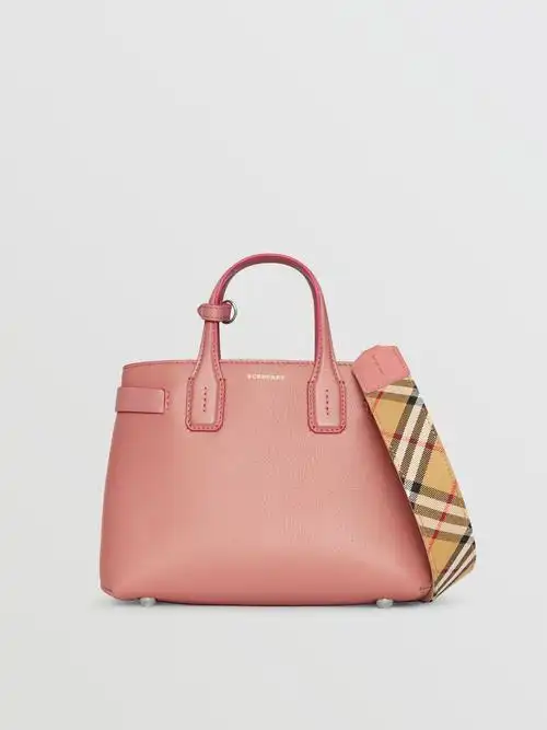 the banner - 小号皮革拼 vintage 格纹班纳手袋