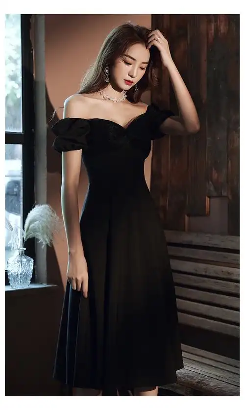 法式年会黑色生日小礼礼服裙女平时可穿显瘦礼服