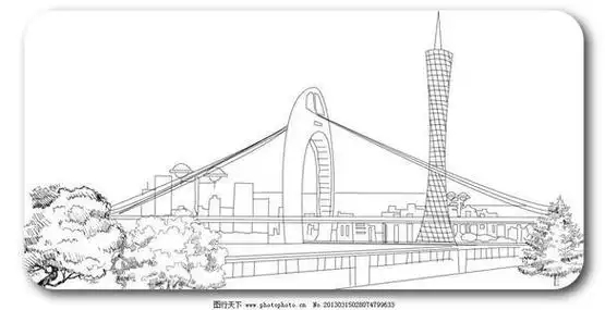 画一幅美丽的珠江大桥简笔画朱爸爸建筑系列简笔画01画广州塔广州市简