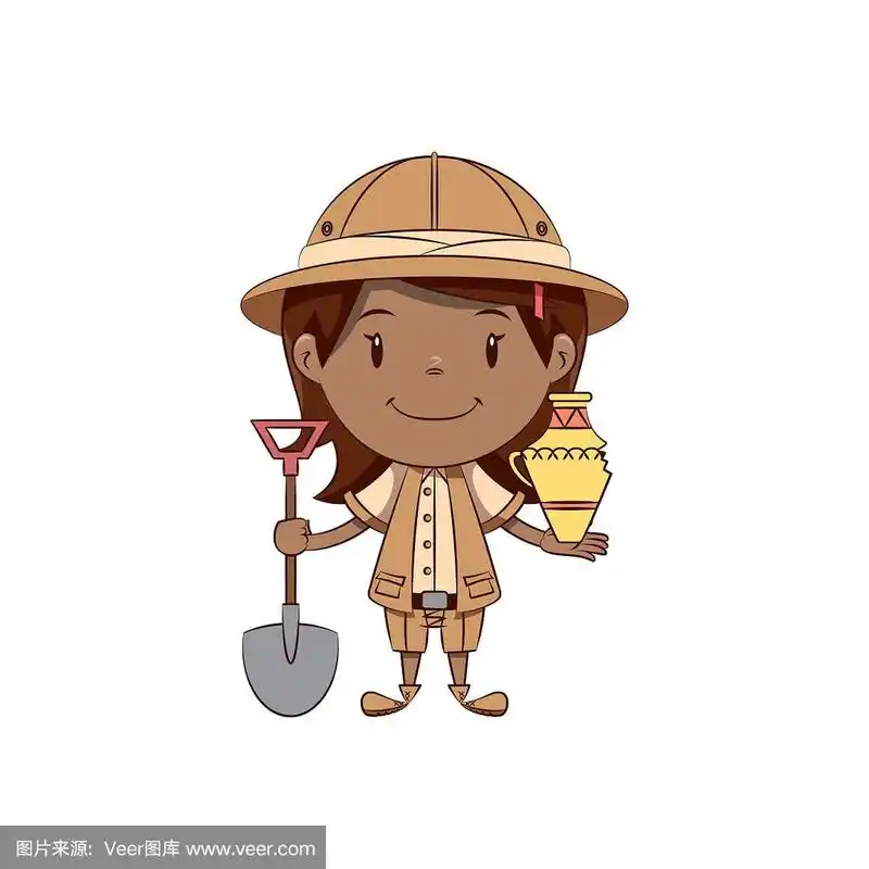 小女孩考古学家,快乐可爱的孩子