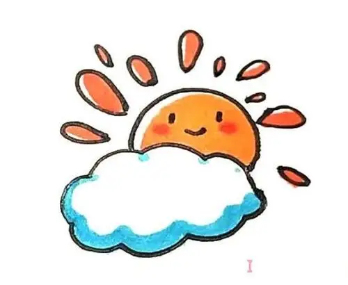 晴转多云天气预报怎么画带步骤图 天气简笔画图片