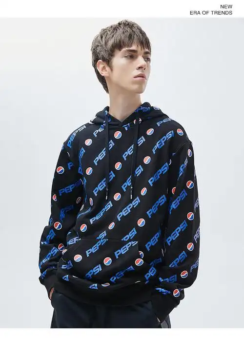 fun运动潮牌 20秋季新品时尚潮流个性百事正版授权联名logo满印连帽