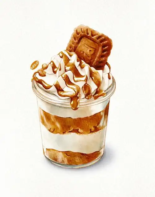 ipad水彩甜品教程附笔刷过程焦糖奶油杯