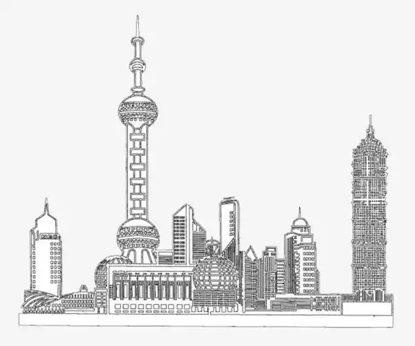 东方明珠黑白线稿