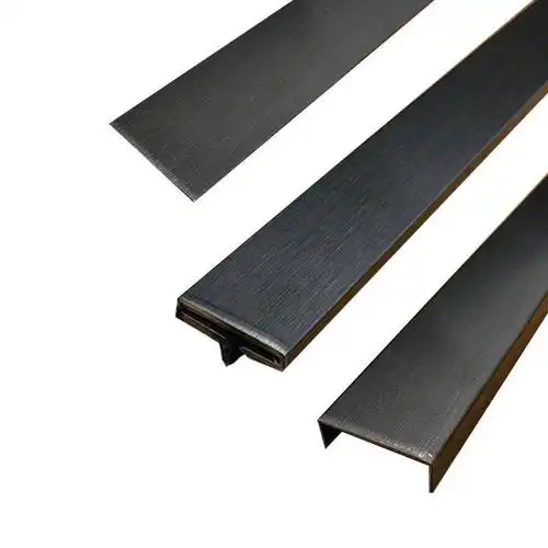 黑色金属拉丝嵌条卡扣瓷砖地板卡条黑钛金不锈钢装饰条吊顶电视.