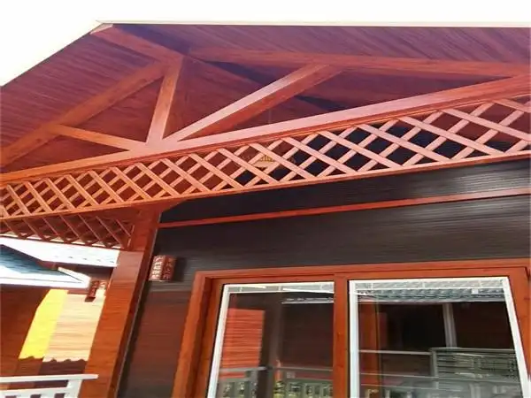 颜色定制铝挂落-木纹铝合金门楣挂落