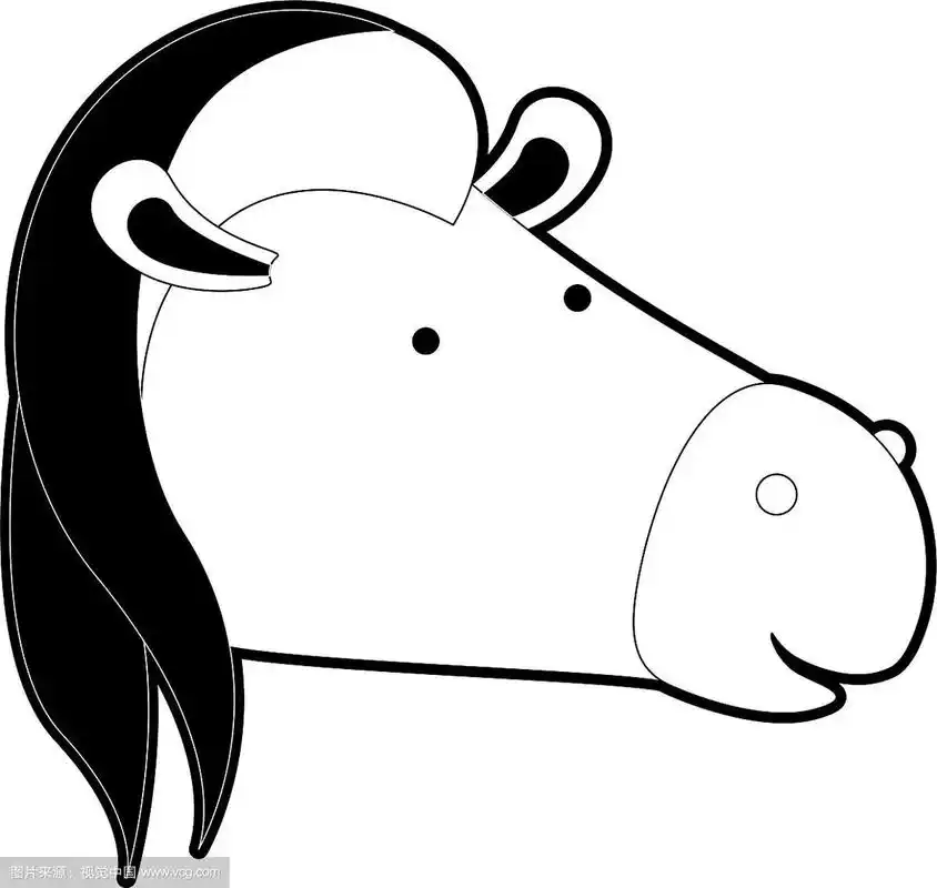 卡通马头黑黑的剪影厚实