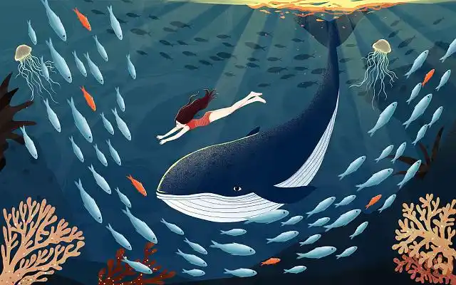 手绘唯美世界海洋日原创插画