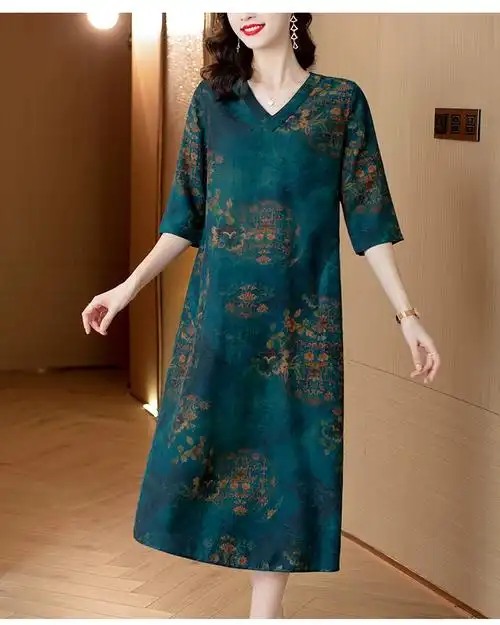 花罗香云纱女装专柜正品连衣裙女夏季**官方旗舰店真丝宽松大… - 17