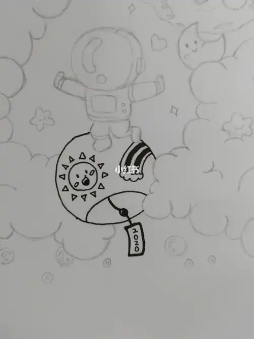 一个黑人在星空中的简笔画