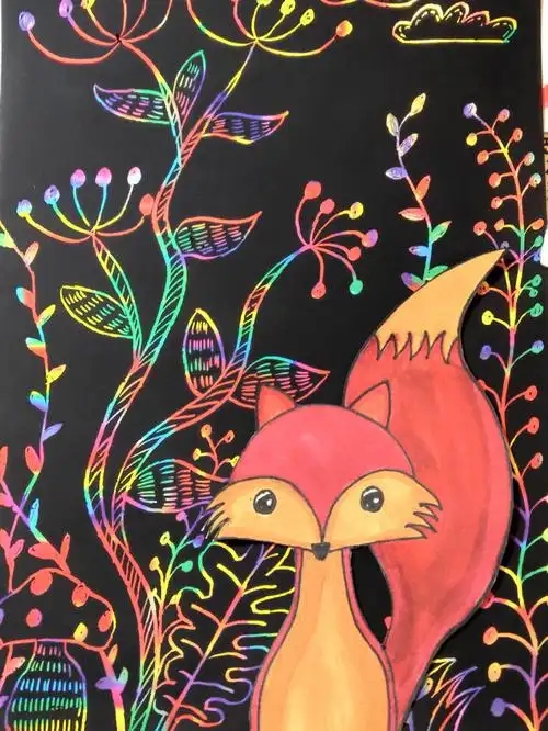 儿童画马克笔刮画纸