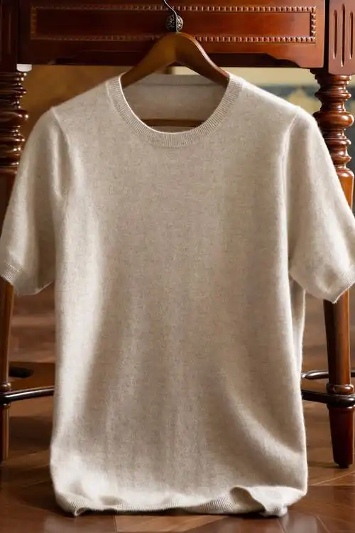 淘宝￥289折后价￥58半高领短袖纯羊毛衫男秋冬针织t恤半袖中年韩版