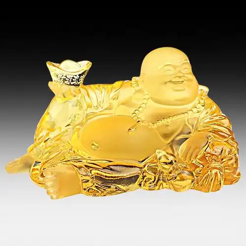 敬平弥勒佛汽车摆件车载香水座车内男饰品琉璃佛像车上车用 琉璃元宝