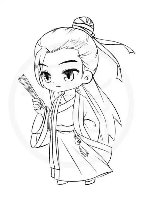 q版古风人物男简笔画动漫古代男生简笔画大图简笔画素描古风男生动漫