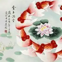 红鲤鱼荷花头像图片【点击鼠标右键下载】