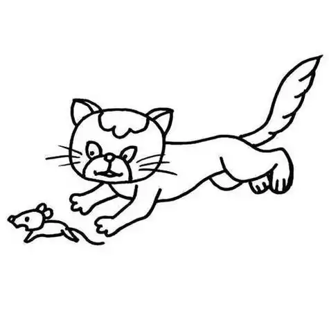 猫捉老鼠怎么画 - 育才简笔画