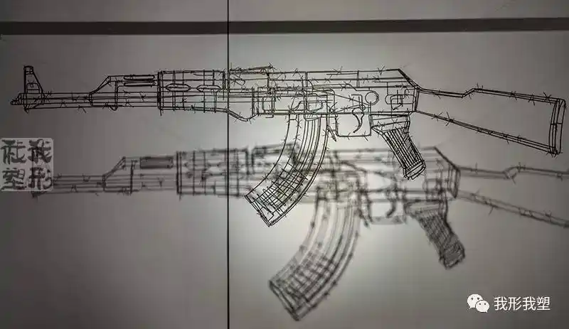 ▼指导教师:董书兵297x230x60cm铁丝,铅丝,保险丝《不可触及—ak47》