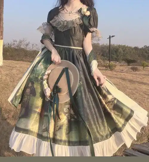 蝶慕蔻油画柄lolita连衣裙森林舞会lo裙图片色s