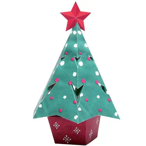 儿童纸艺亲子diy材料纸质手工圣诞节纸模型立体折纸迷你圣诞树