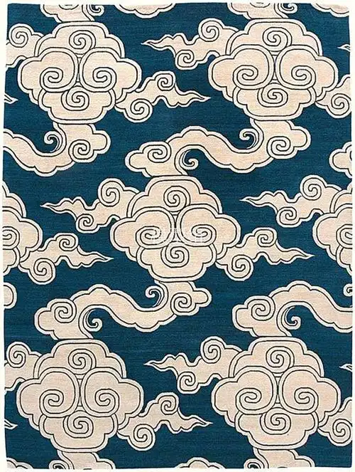 新中式现代中式云纹卷草祥云图案地毯贴图 (22) - 草图大师模型