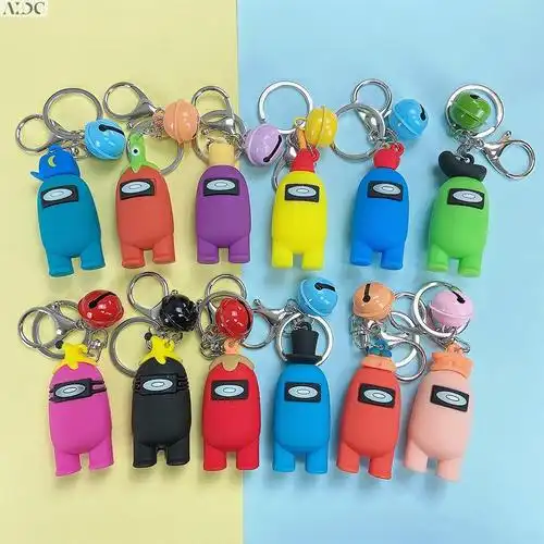 among us狼人杀钥匙扣公仔pvc太空狼人杀游戏钥匙扣铃铛吊饰挂件