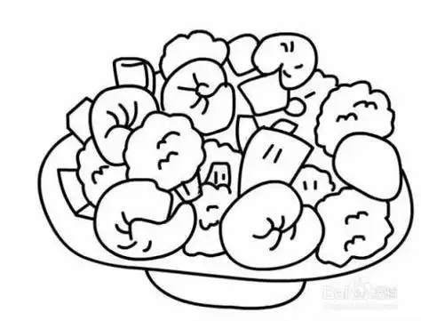 一盘蔬菜的简笔画可爱
